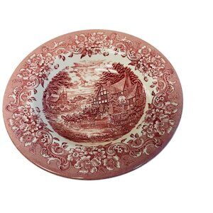 Vintage Johnson Brothers Dinner Plate 8 3/4" Coaching Scenes Red & White Transfe